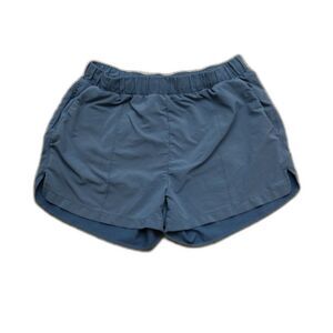 Zella Fleece Lined Athletic Shorts Medium Blue Running Gym Zip Pocket